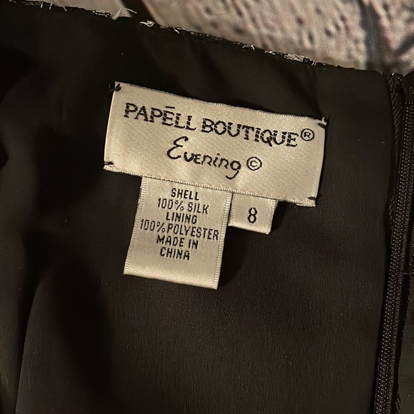 Papell silver and black lace evening dress - Picture 4 of 4